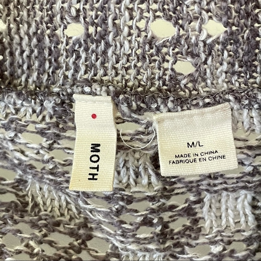 Anthropologie Moth Lavena Pointelle Draped Open Front Cardigan Sweater Vest Grey - Picture 14 of 16